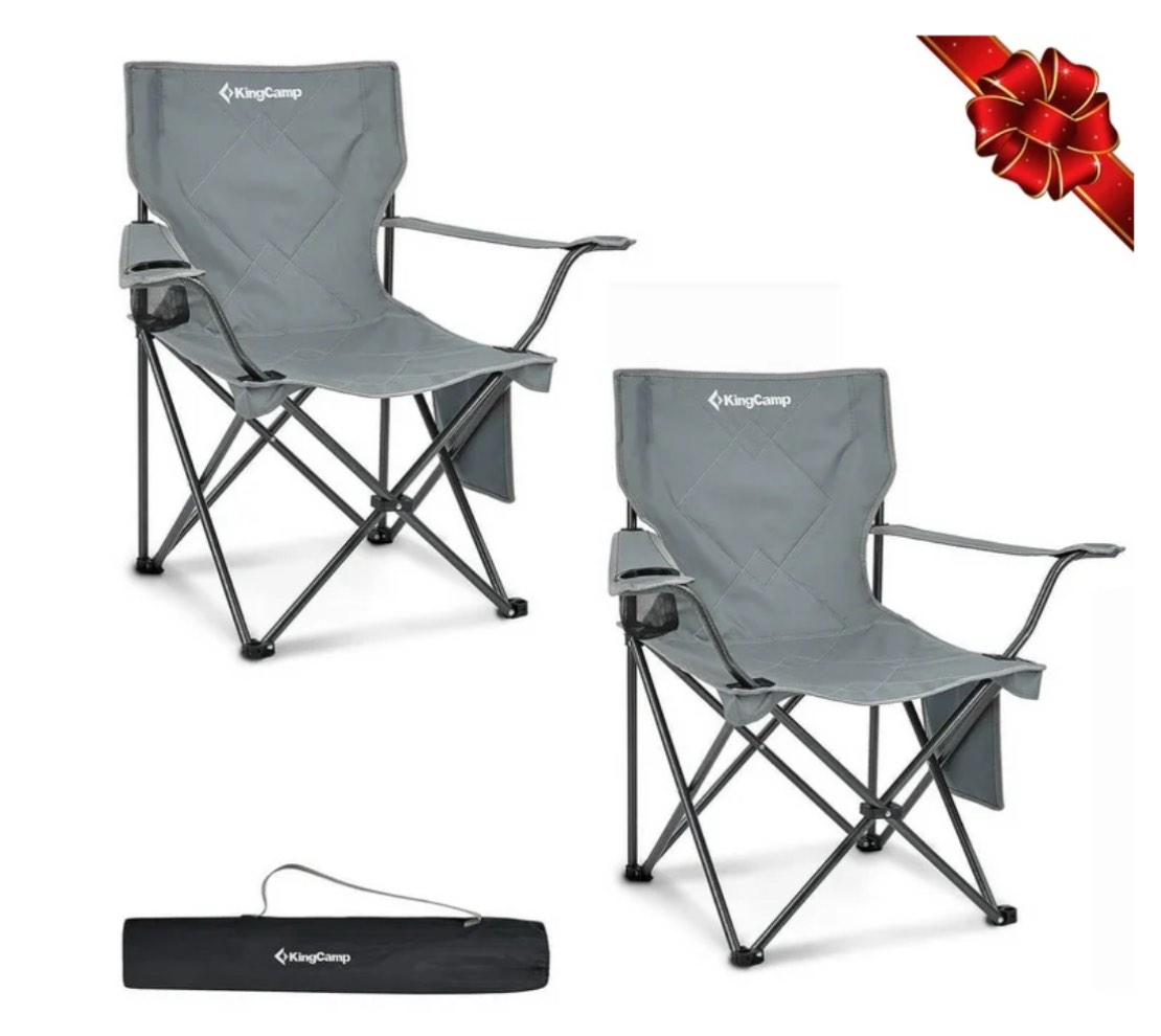 kingcamp 2-pack folding camping chairs, support 220 lbs, collapsible camping chairs with carry bag, lightweight portable outdoor chair for camping & sports