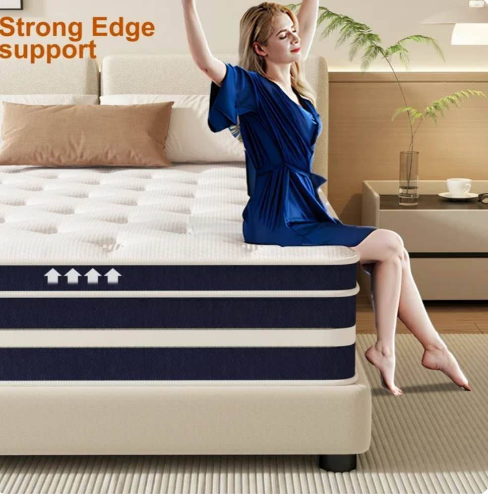 guukin 12 inch queen mattress, memory foam & spring hybrid medium comfort queen size in a box,adult