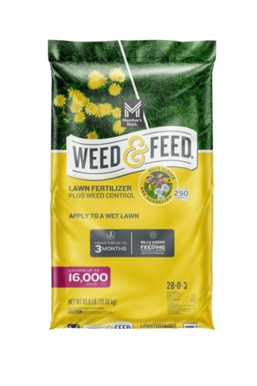 member's mark weed and feed with weed control, 16m bag