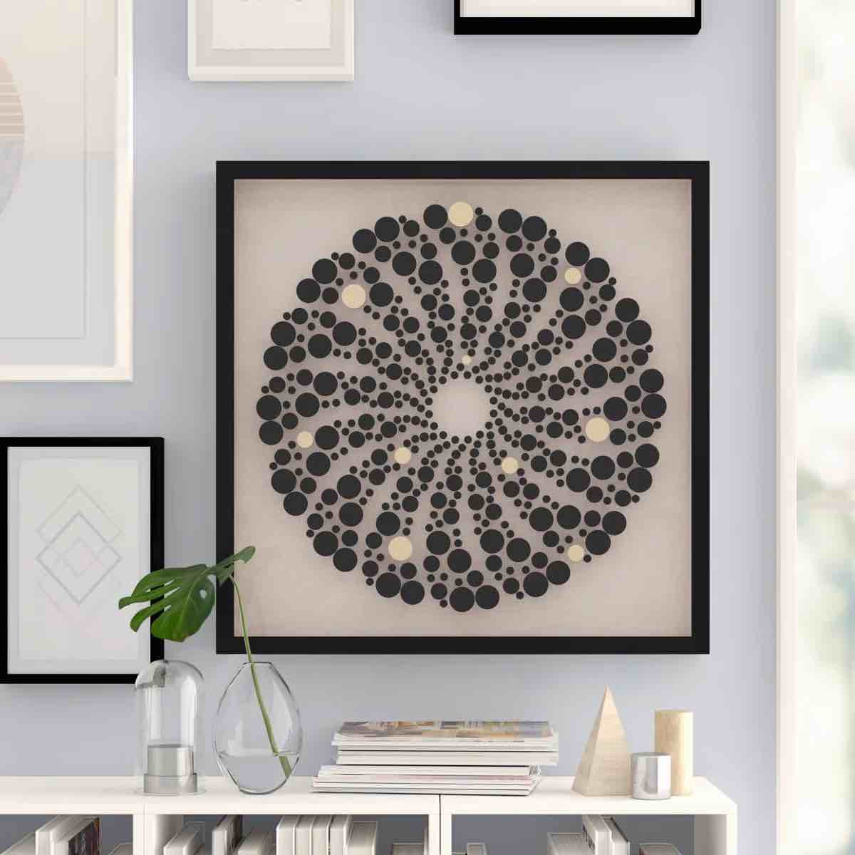 Atje Wood Framed Metallic Golf Ball Sunburst Wall Art