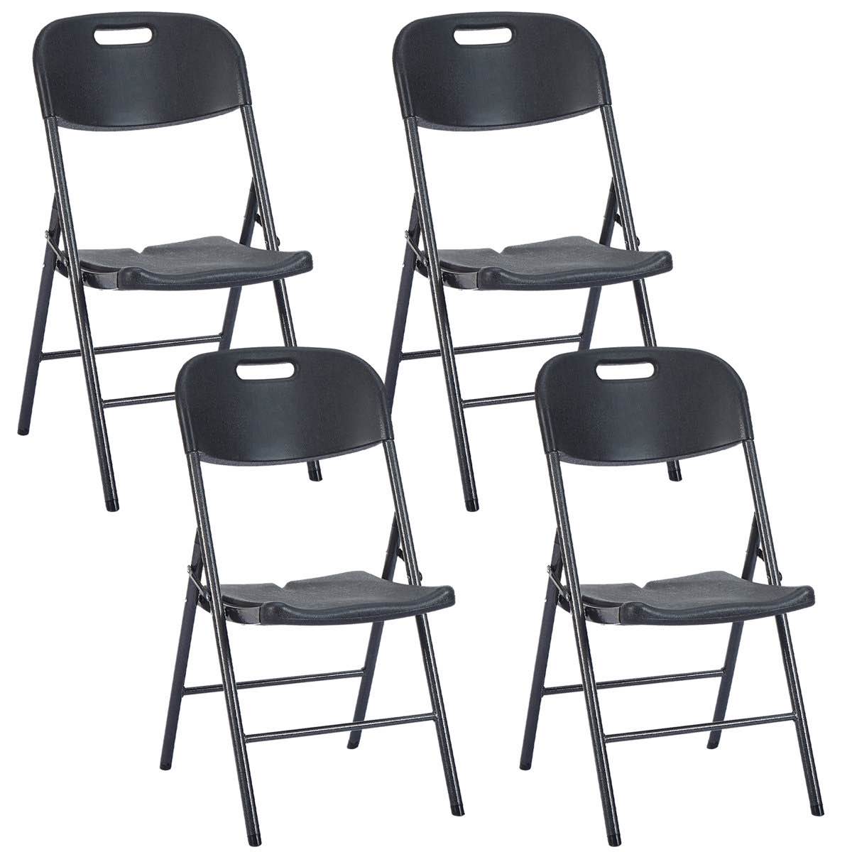 Morentz 4 Pack Heavy Duty Plastic Folding Chair, Commercial Grade Foldable Chairs for Indoor and Outdoor (Set of 4)