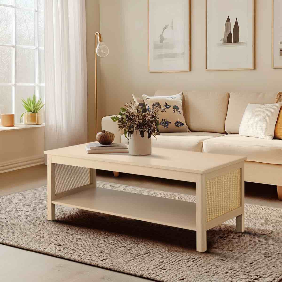 Ashlyn 2-Tier Rattan Coffee Table With Open Storage
