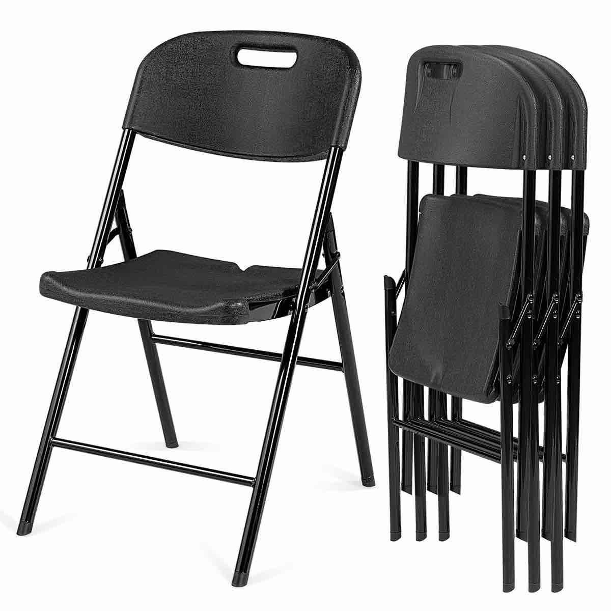 Cantrece Iron Stackable Folding Chair Folding Chair Set (Set of 4)
