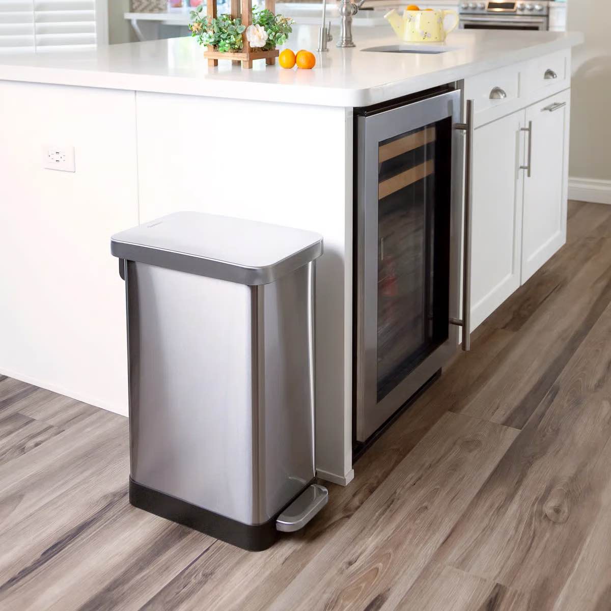 13.2 Gallon Stainless Steel Step On Slim Kitchen Trash Can 