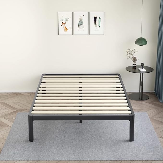 Mellow Queen Frame 14 Inch Heavy Duty Metal Platform Bed/wooden Slat Foundation