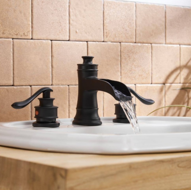 Widespread Bathroom Faucet with Drain Assembly