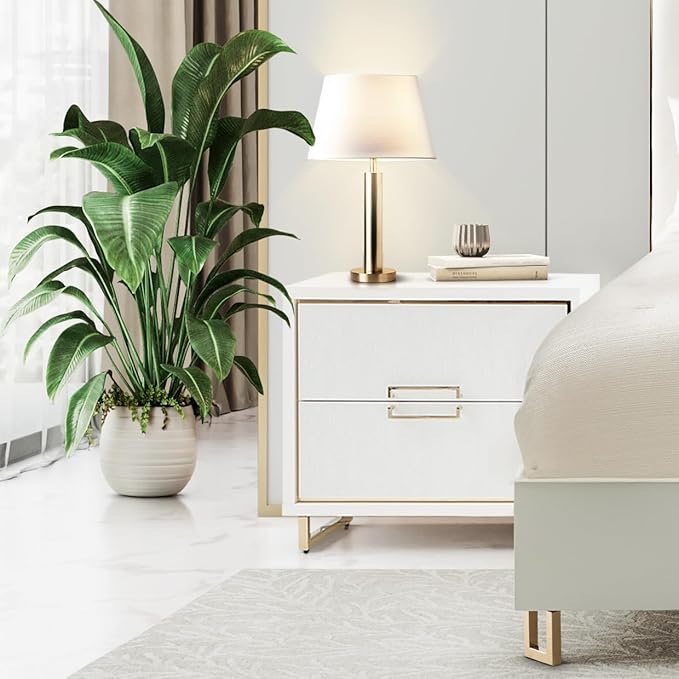 MICHAEL AMINI Palm Gate Nightstand - Cloud White