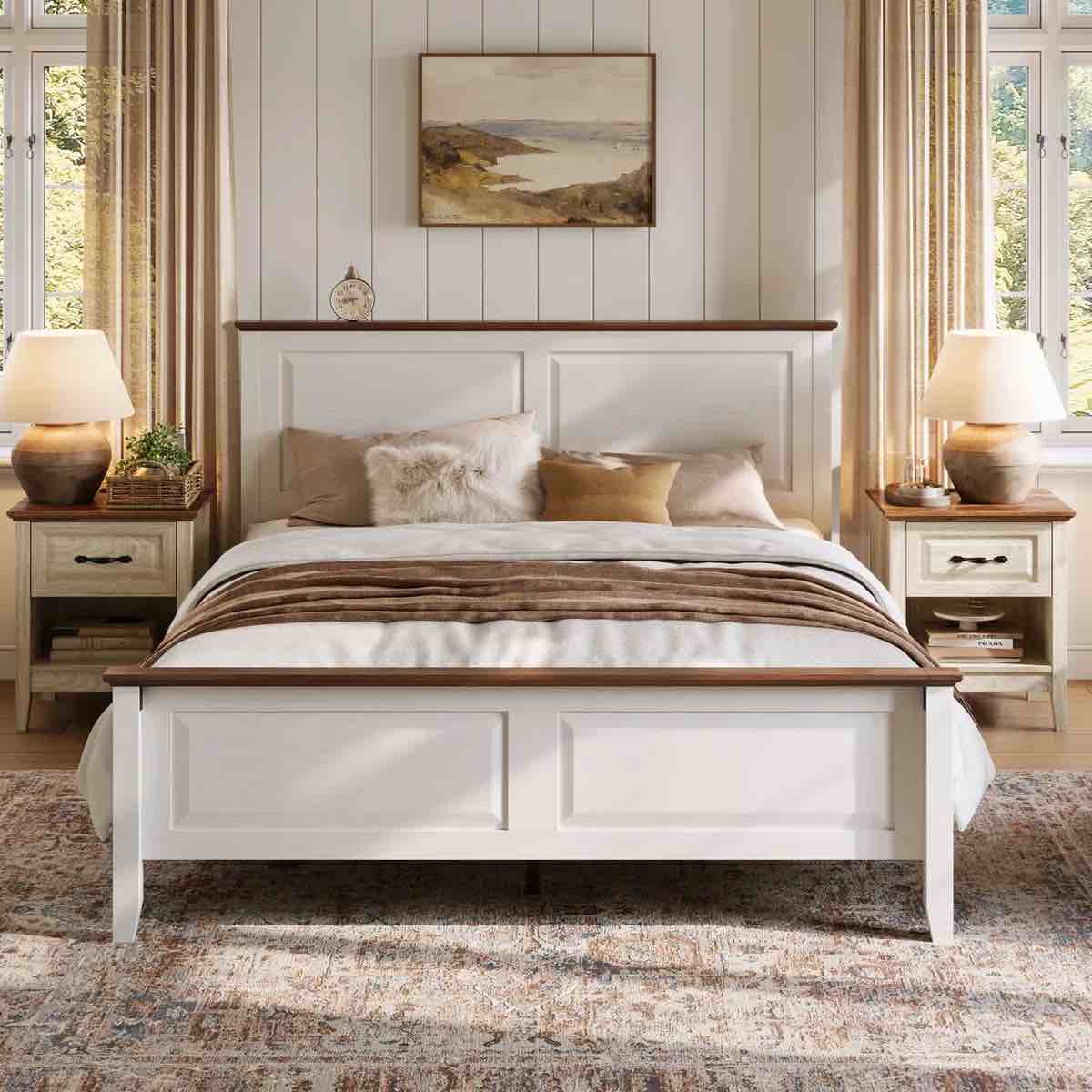 Vira Platform Bed With Headboard,Bed Frame  Size Full