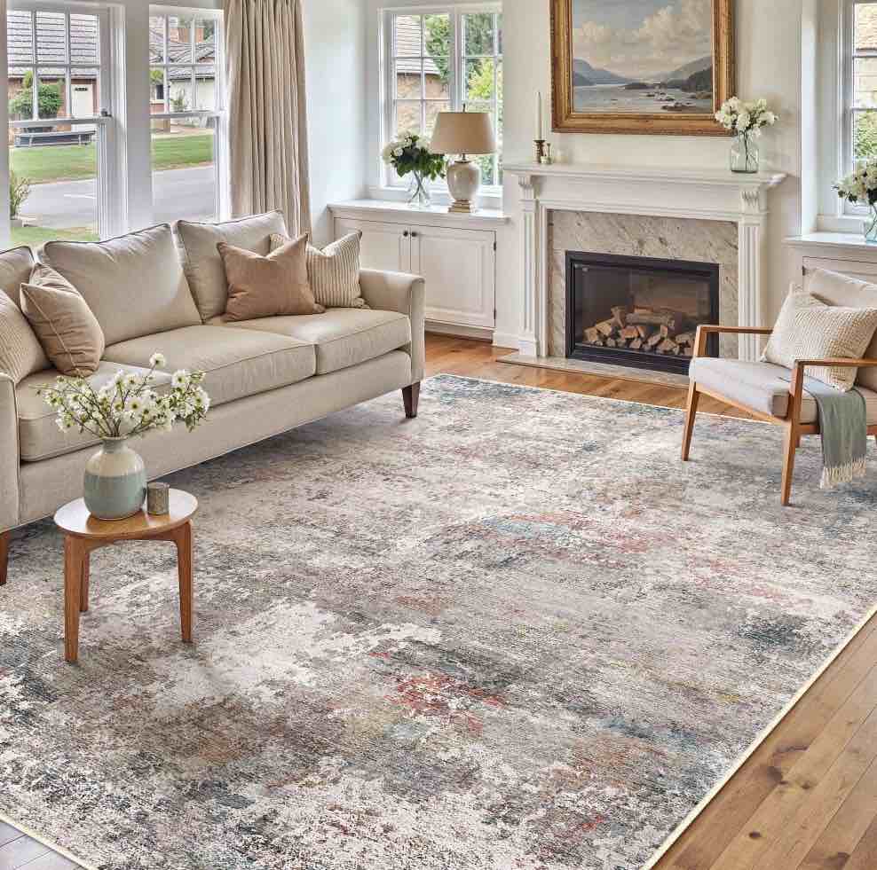 BERTHMEER 9 x12  Large Area Rugs for Living Room Bedroom Dining Room Farmhouse Modern Abstract Rugs Machine Washable Non-slip  Multicolor