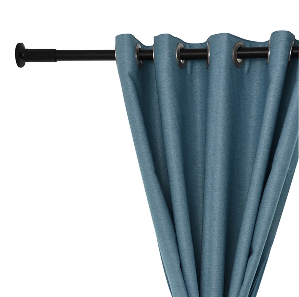 Ktinnead Tension Curtain Rod 51-128in, Extra Long Curtain Rods No Drilling for Window or Bathroom Patio, Adjustable Spring Shower Curtain Rod, Easy to Install Never Rust, Rod Diameter 1.26in-Black