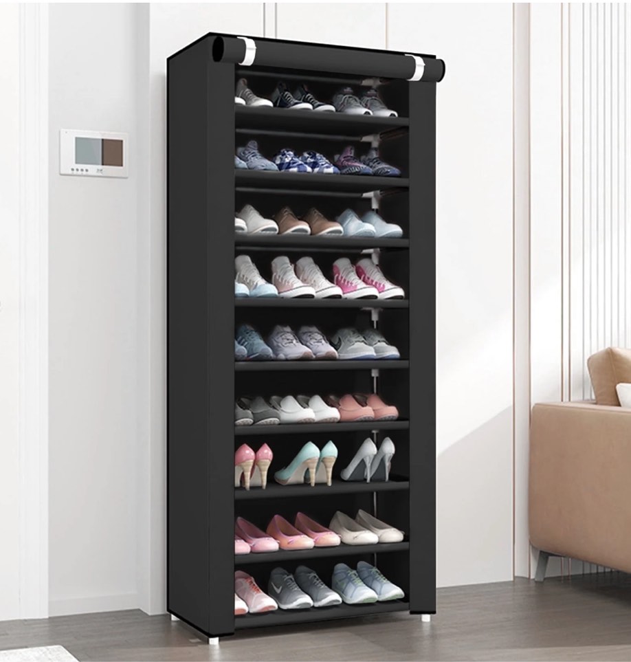BAOKALER 10-Tier Shoe Rack Organizer for Entryway, 27 Pairs Capacity Shoe Storage Shelf, 62.99*23.62*15.7 inch, Black