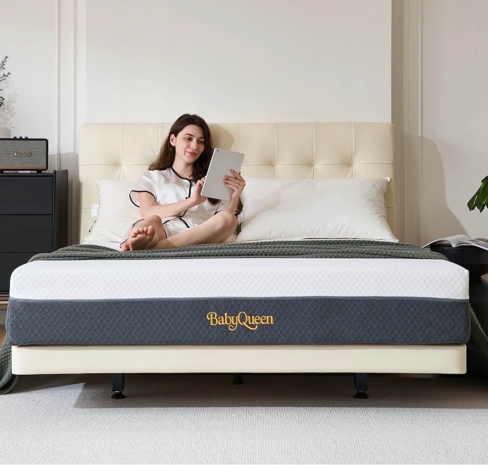 BABYQUEEN 8" Queen Memory Foam Mattress, Cooling Gel Medium Firm Support, Pressure Relief & Motion Isolation, Breathable Fabric, Mattress in a Box, Adult and Child