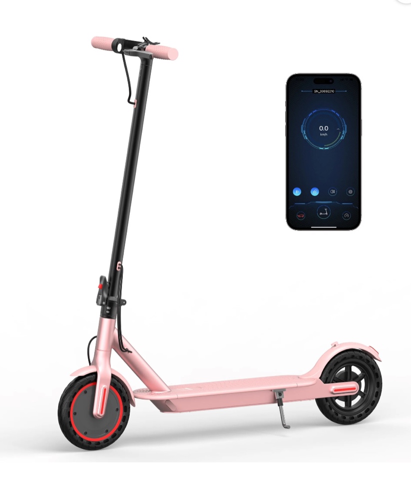 AOVOPRO PINK ES80 350W 8.5' Foldable Electric Scooter for Adults and Child, 21 Miles Range
