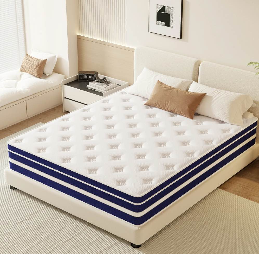 guukin 12 inch queen mattress, memory foam & spring hybrid medium comfort queen size in a box,adult