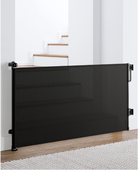 Ophanie Retractable Baby Safety Gate,Extra Wide Mesh Dog Pet Gate 33" Tall, Extends to 55" Wide, Indoor & Outdoor Child Gates for Stair&Doorways, Black