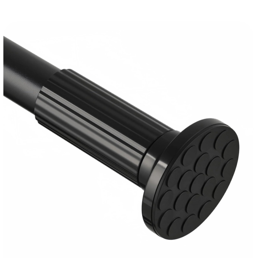 VEGCOO Tension Curtain Rod 51-148 Inches, Extra Long Outdoor Curtain Rods for Patio, Shower Curtain Rod No Drilling for Bathroom, Adjustable Spring Tension Rods for Window, Easy to Install, black