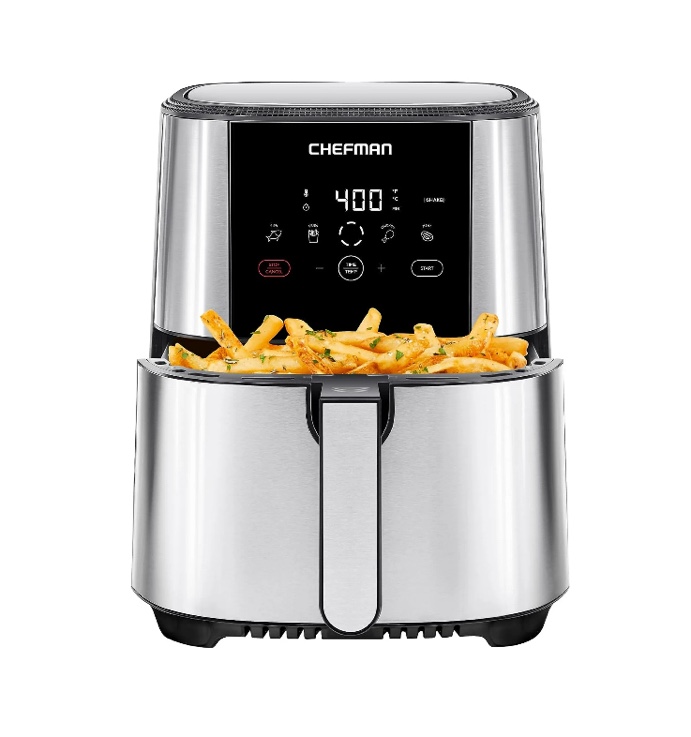 Chefman Turbofry Air Fryer w/ Digital Controls, 5 Qt Capacity - Stainless Steel, New