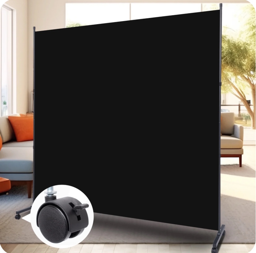 Room Divider Single Fabric Panel Privacy Screen W/Wheel, 71''X 72''Wide Portable Wall Divider for Room Separation, Upgrade Room Divider Screen 6 FT Partation Room Dividers for Home, Office, School