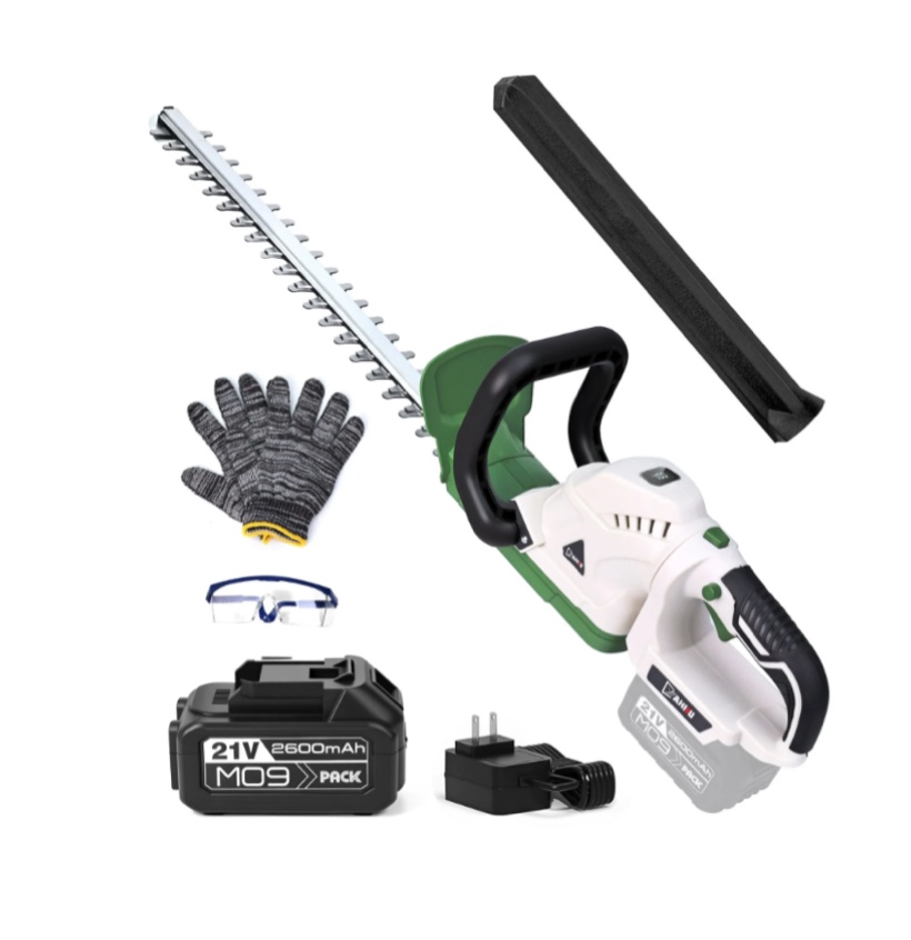 YAHHU 20 Inch Cordless Electric Hedge Trimmer?21V Electric Bush Trimmer?Battery and Charger Included
