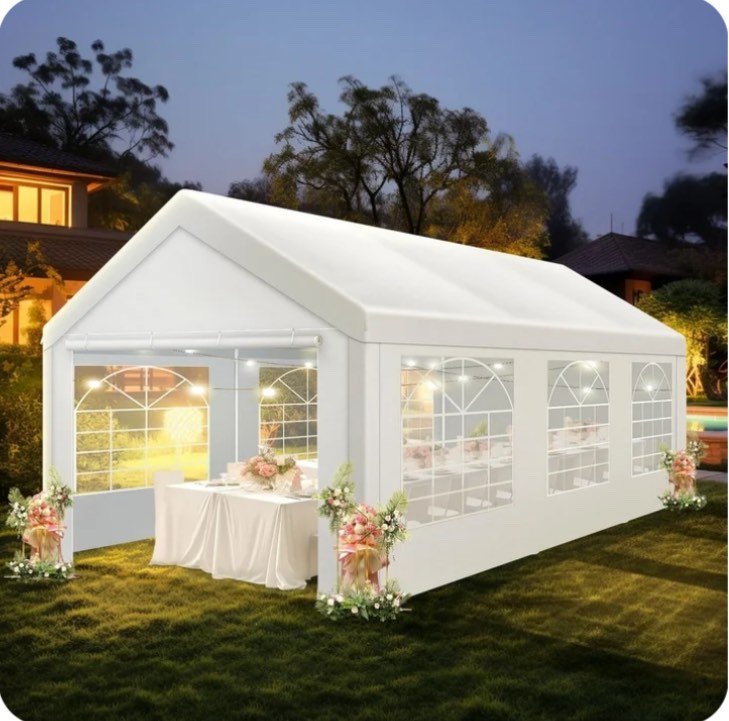 COBIZI Heavy Duty Party Tent, 10x20ft Large Ourdoor Carport Canopy Wedding Tent with Removable Sidewalls, White Tent for Party, Carpas para Fiestas, Canopy Tent with Built-in Sandbags, UV 50+