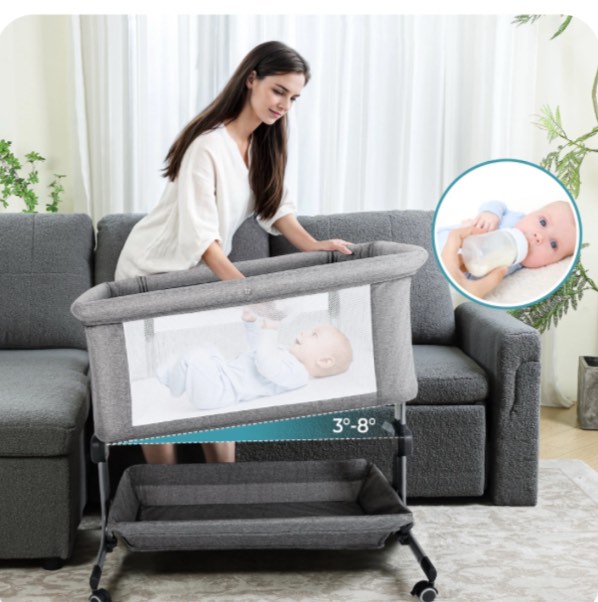 anyask portable baby bedside sleeper bassinet with waterproof mattress pad for infant newborn up to 12 month