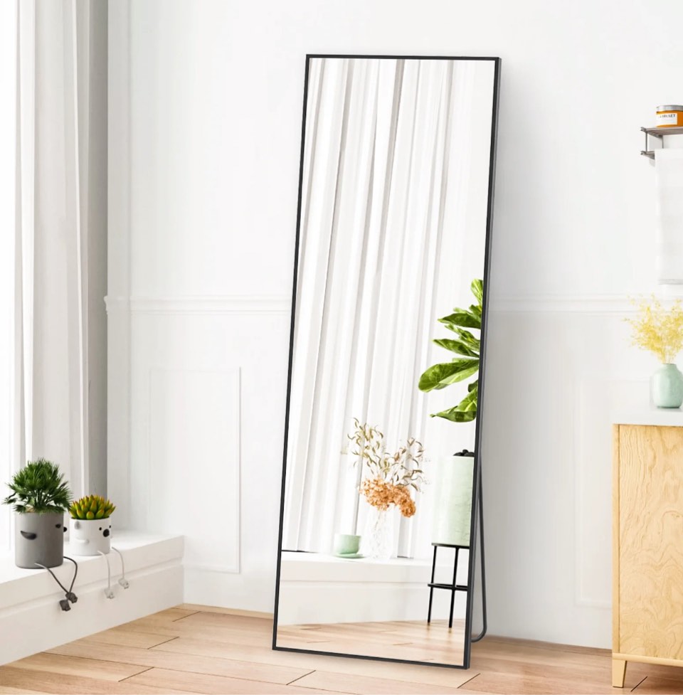 CONCETTA 59"x16" Rectangle Full Length Mirror, Full Body Standing Mirror Floor Mirrors, Black