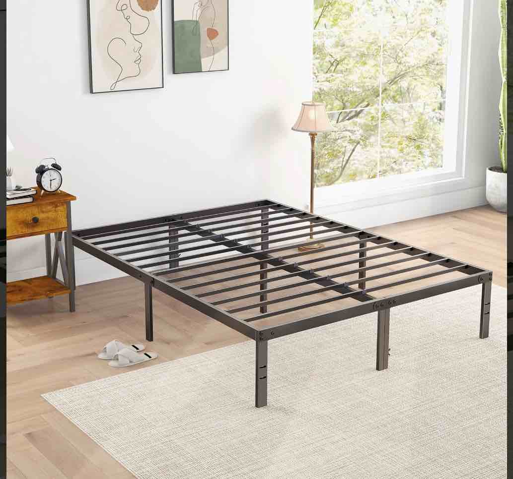 edx Bed Frame - Full Size Heavy Duty Platform Bed with Underbed Storage, 14-Inch High Steel Slat Support, Non-Slip Design, No Box Spring Required