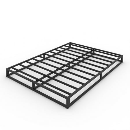 6 inch queen bed frame with steel slat support low profile queen metal platform bed frame support mattress foundation no box spring needed / easy as
