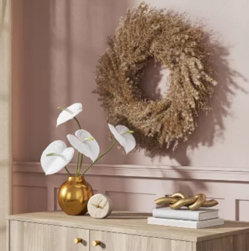 pampas preserved dried wreath brown - threshold™