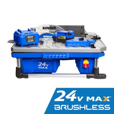 kobalt 24v 7-in -blade cordless wet tabletop sliding table tile saw ( battery included )