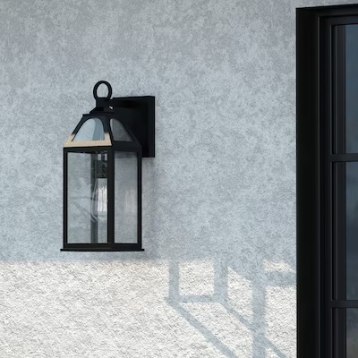allen + roth cogburn 1 -light 20.5-in h black hardwired outdoor wall light