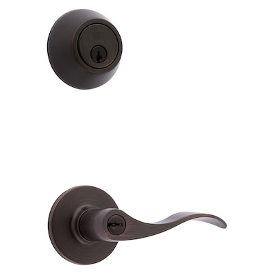 RELIABILT Olivia Antique Bronze Exterior Single-Cylinder Deadbolt and Keyed Entry Door Handle Combo Pack