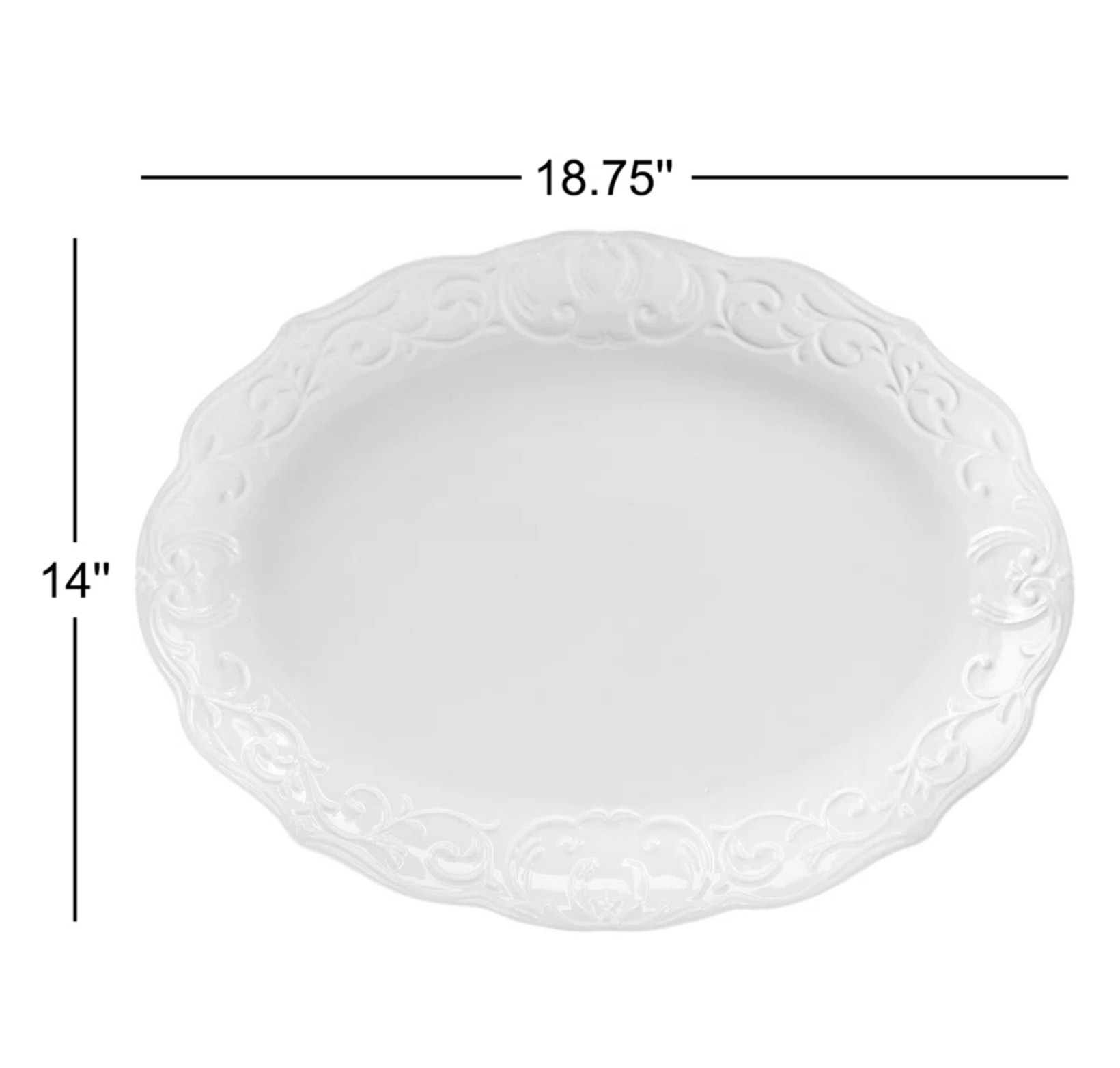 Gibson Home Bountiful Joy 18.75 x 14 Inch Durastone Oval Platter in White