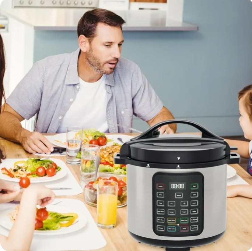 EDX Instant Cooker 8 Quart 7-in-1 Electric Pressure Cooker Multi-Function Features & Stainless Steel Pot