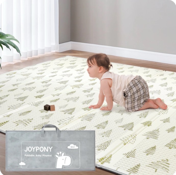 joypony baby play mat 71" x 79" x 0.4" – lightweight foldable mat for infants and toddlers