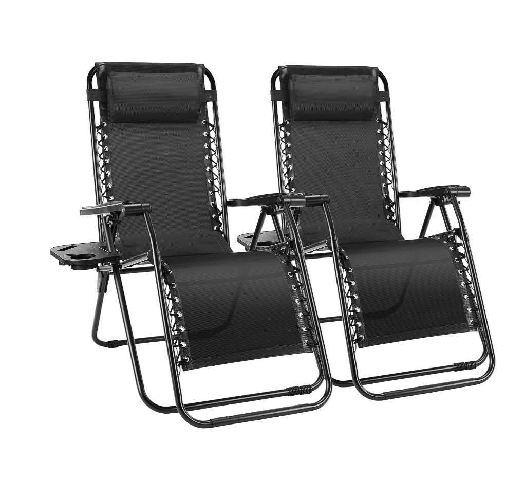 edx zero gravity chair outdoor lounge chair?suitable for beach terrace pool patio, black 2-pack