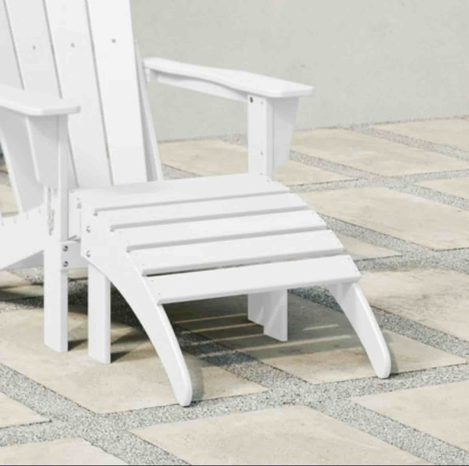 polytrends laguna all-weather poly outdoor patio adirondack chair ottoman - foldable white