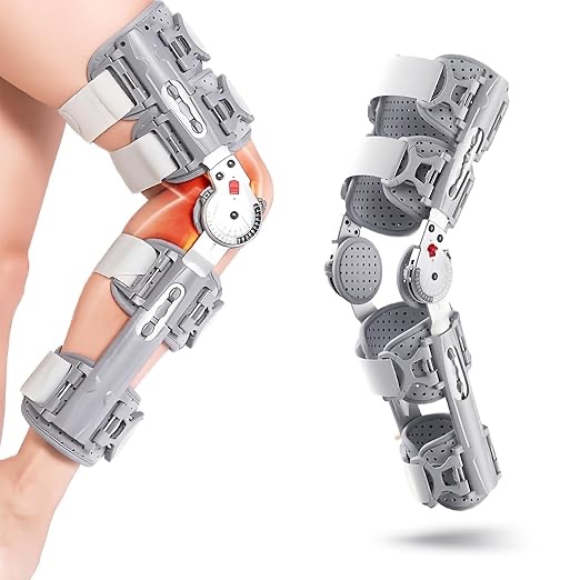 Knee Immobilizer, Post Op Knee Brace Hinged Aluminum Alloy Frame Effective Buffering Universal Adjustable for ACL