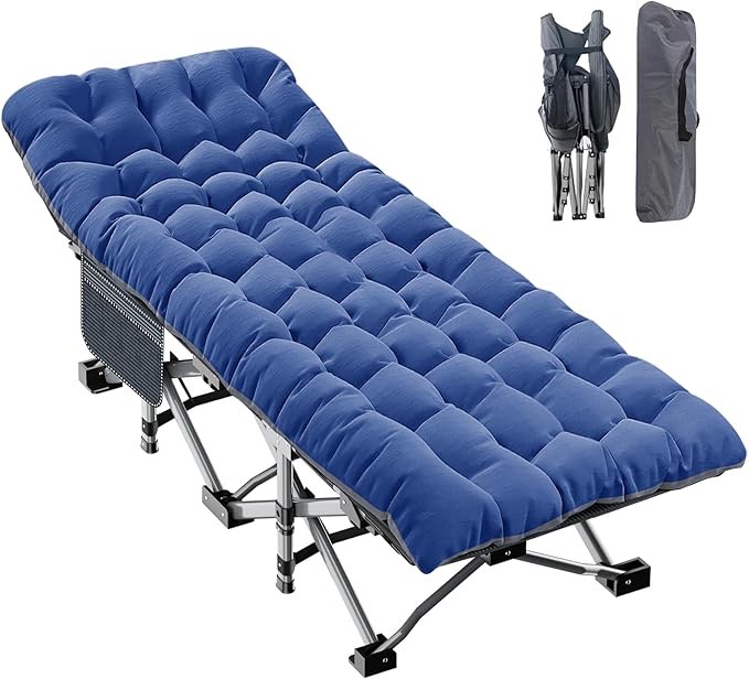 GVDV Oversized Folding Camping Cot for Adults, Double Layer 1200D, 500lb Capacity, Heavy Duty Guest Cot with Mat & Carrying Bag for Indoor & Outdoor Use
