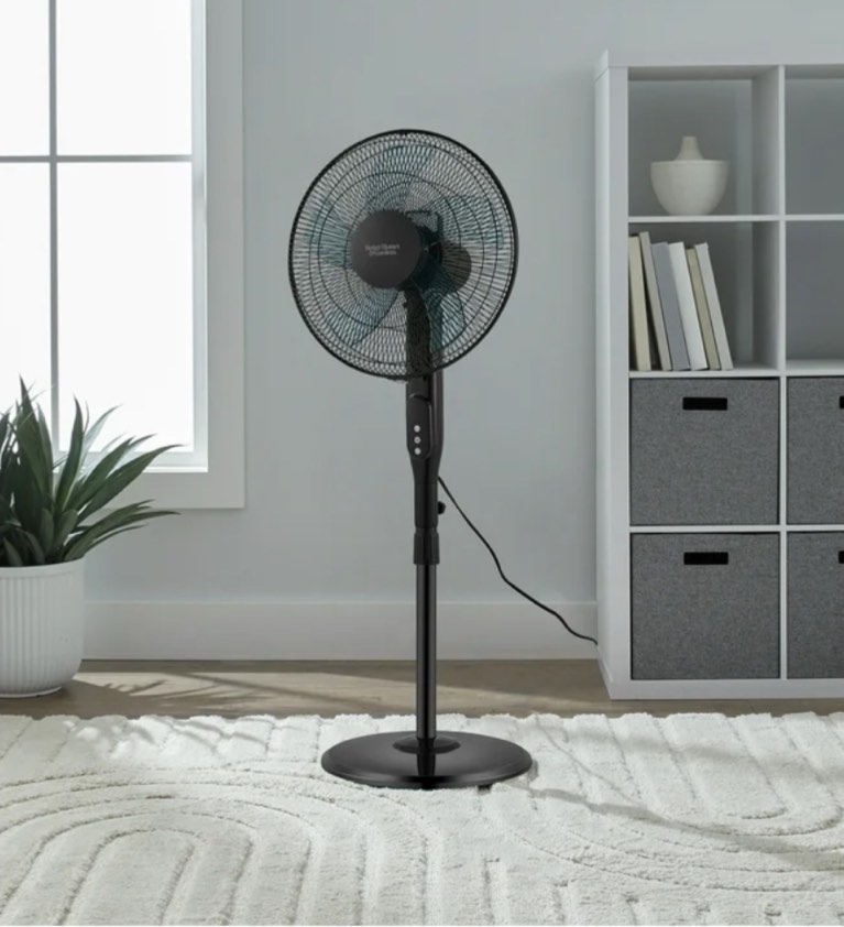 atbrela 18 in. Pedestal Fan with Remote, Tilt, 3 Speeds & Timer