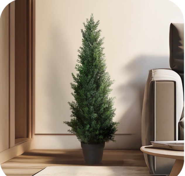 Artificial Cedar Tree 3 ft Outdoor Artificial Topiary Cedar Plants Fake Tree UV Rated Potted Tree for Porch Decor Faux Pine Tree for Perfect Housewarming Gift 1Pack