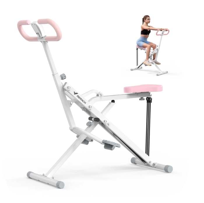 MERACH Squat Assist Trainer Foldable Squat Rider Machine for Glutes and Quads with 3 Tension Bands