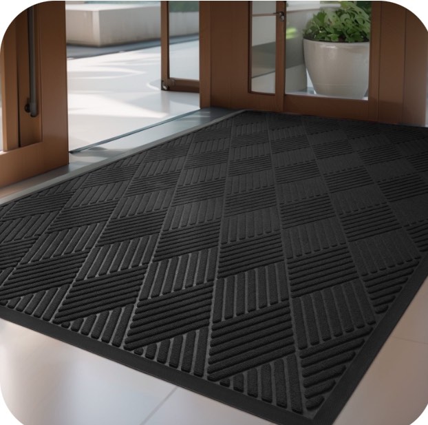 SIXHOME Outdoor Mat Non Slip Doormat 35"x59" Front Door Mat Outside Absorbent Rubber Welcome Mat Low Profile Dirt Trapper Indoor Outdoor Doormat Thicken Crosshatch Entryway Rug Floor Mat Black