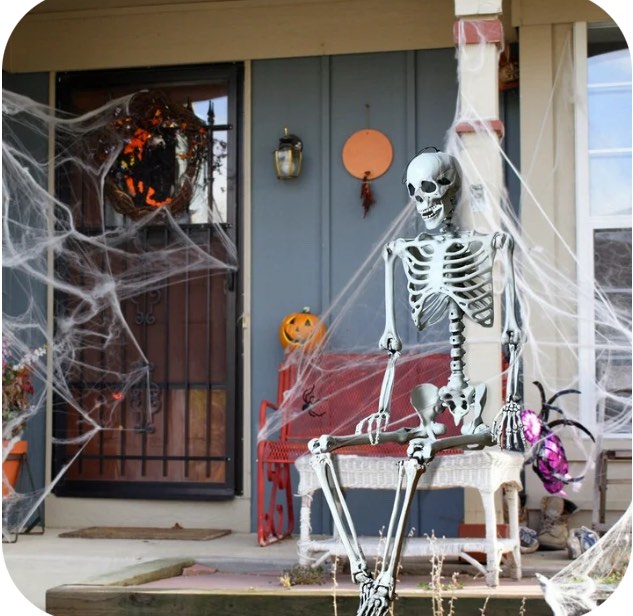 Costway 5.4ft Halloween Skeleton Life Size Realistic Full Body Hanging with Movable Joints 63 Inches