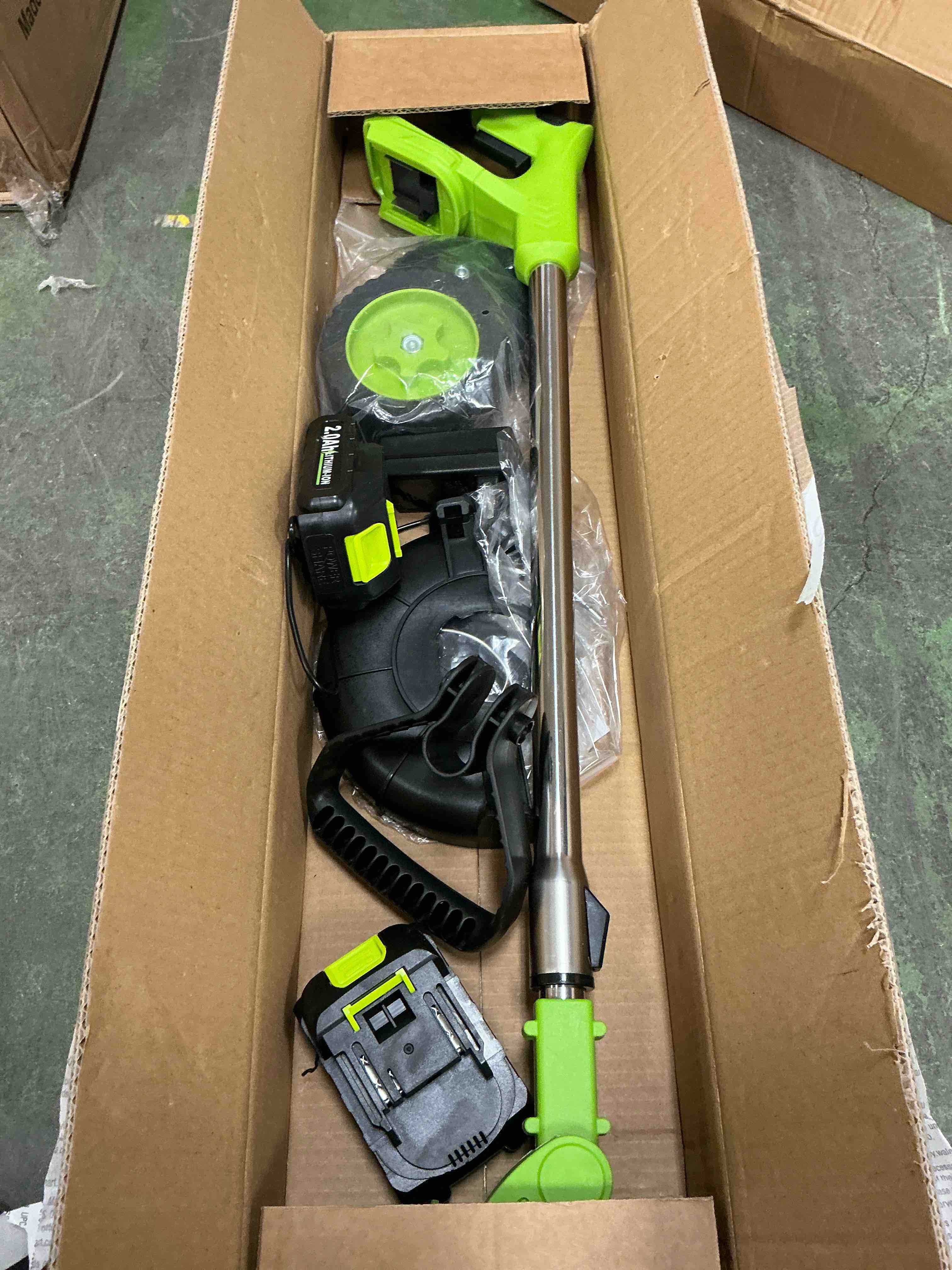 Condition photo showing Good Condition for Teblint Electric Weed Wacker Cordless String Trimmer Weed Eater Grass Trimmer/Edger/Cutter with Wheels 2Pcs 21V Batteries 3 Types of Blades Adjus