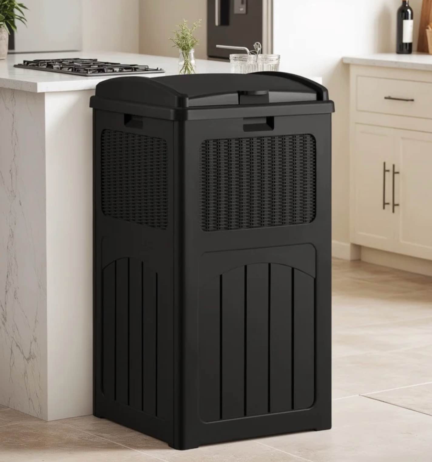 Homall Homes 36 Gallon Trash Can Plastic Kitchen Trash Can,Black