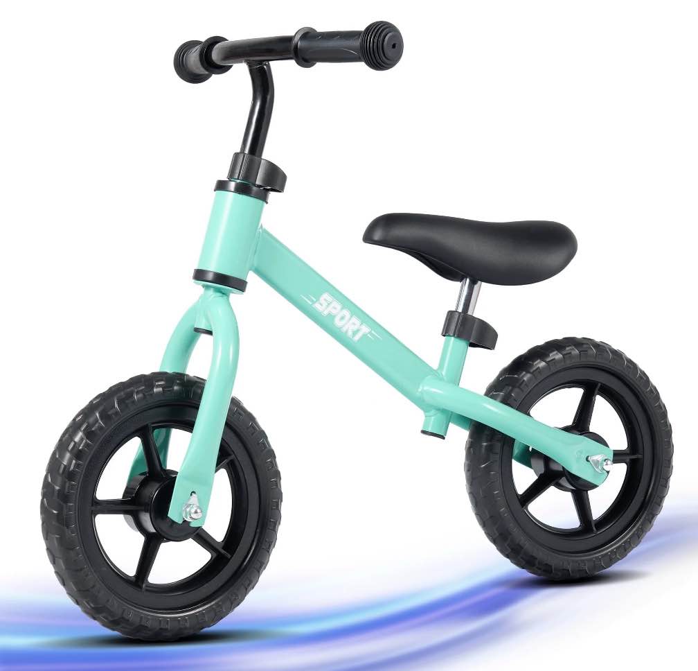 Naipo Toddler Balance Bike, 10 Inch Toddler Bike,No Pedal Beginner Kids Bicycle,Rubber Inflatable Tires,Adjustable Seat,Durable Frame,Gift Bike for Kids Up to 37-45 inches Tall