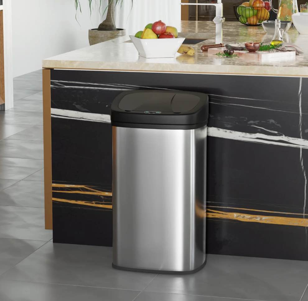 13 Gallon Stainless Steel Touchless Kitchen Trash Can with Motion Sensor for Indoor Use(Silver)