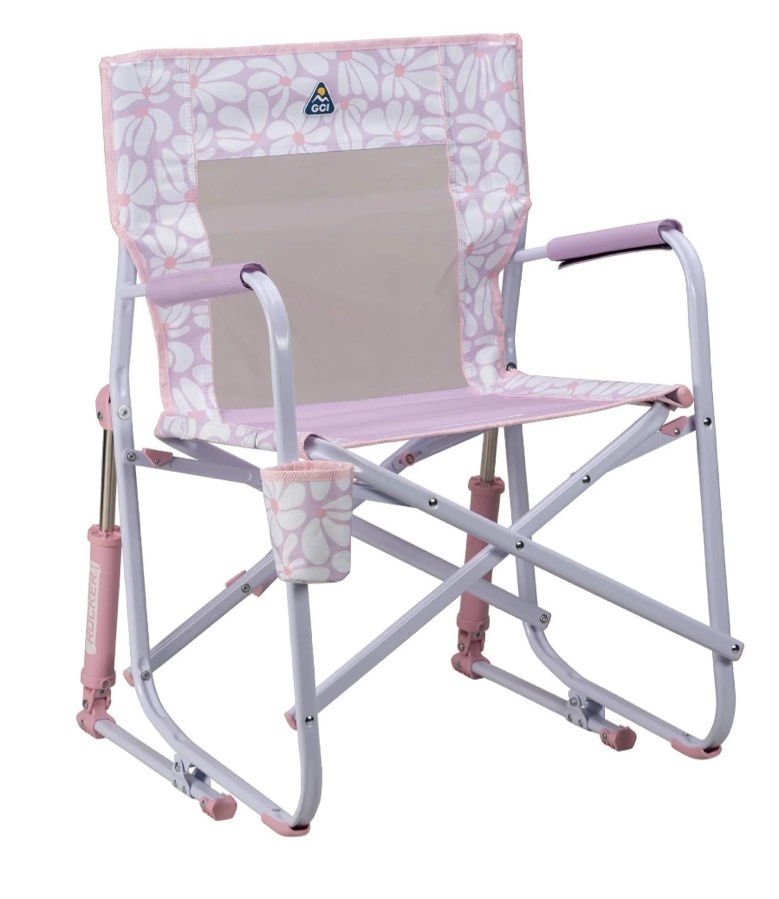 gci outdoor freestyle rocker foldable rocking camp chair purple floral