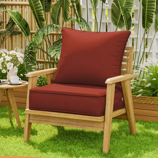 pakunoda outdoor deep seat cushion set for patio furniture, waterproof & fade resistant, 22" l x 24" w x 4" h,treea red